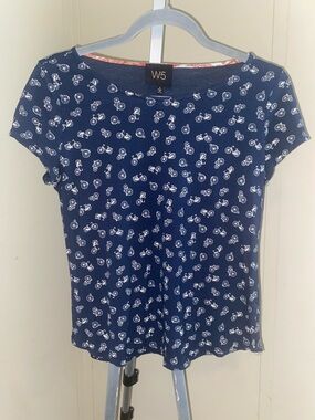 W5 Navy Blue Bicycle Print Short Sleeve Tee